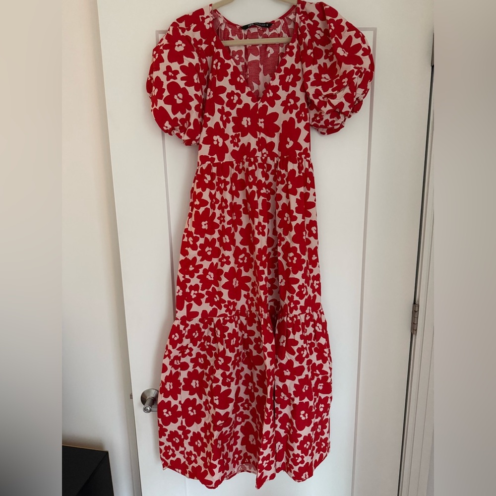 Zara Printed Poplin Maxi Dress
